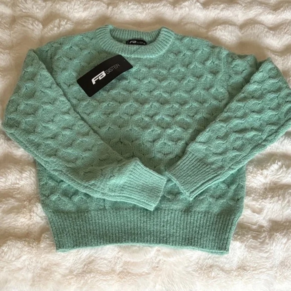 FB Sister Soft Sage Green Cropped Sweater size S NWOT